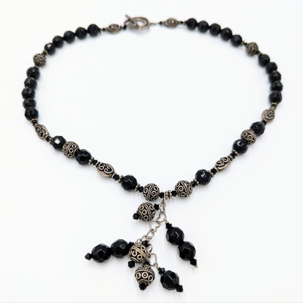 Vintage Black Beaded Necklace